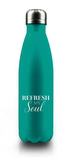 Isolierflasche "Refresh My Soul" - mint-türkis-metallic