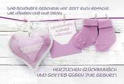 Faltkarte: Willkommen kleines Mädchen - rosa Faltkarte: Willkommen kleines Mädchen - rosa