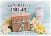 Faltkarte "Päckchen und Narzissen" - Geburtstag Faltkarte "Päckchen und Narzissen" - Geburtstag