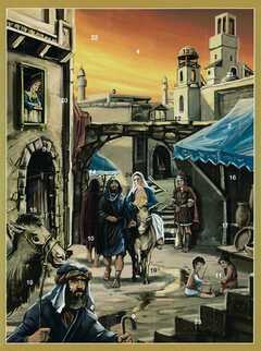 Adventskalender-Grußkarte Maria und Josef - 5 Stück