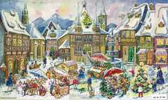 Adventskalender: Weihnachtsmarkt in verschneiter...