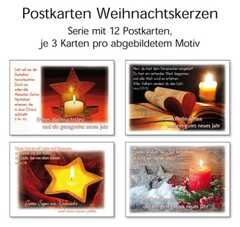 Postkartenserie Weihnacht/Neujahr Kerzen, 12 Stück